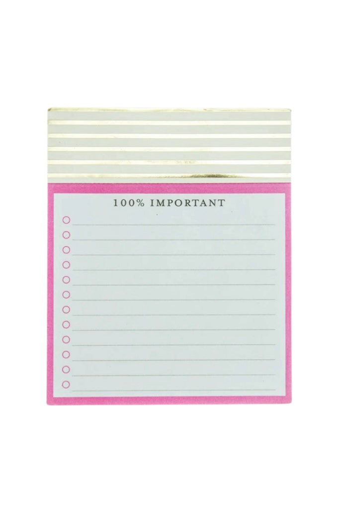 Jumbo Notepad- Gold 100% Important