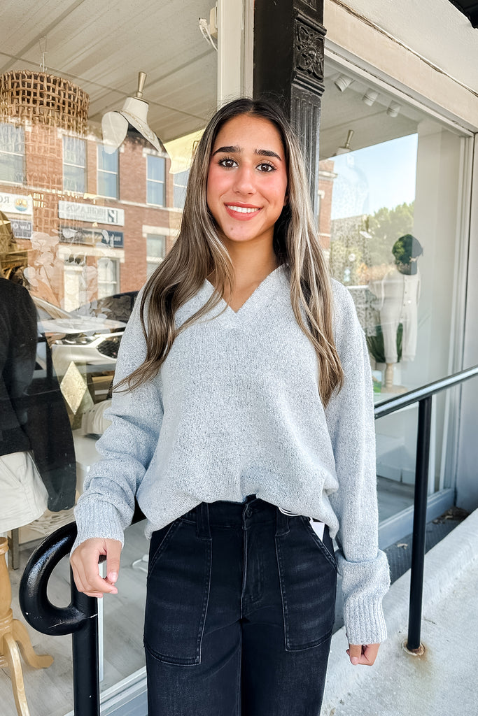 Ellis Sweater Top- Gray