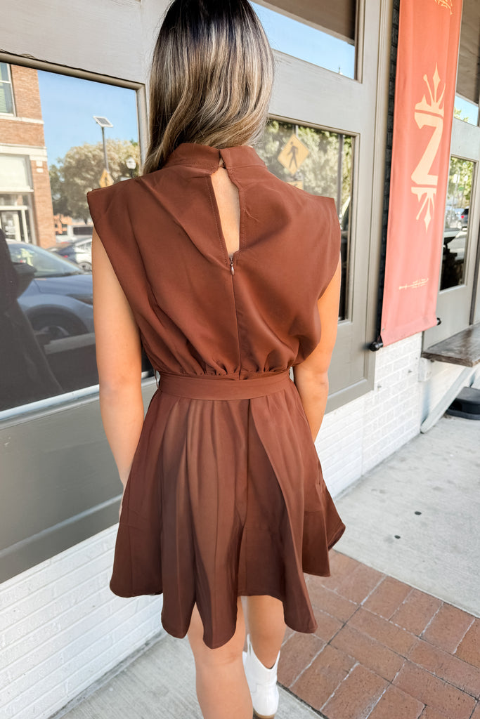 Booked and Busy Dress - Brown