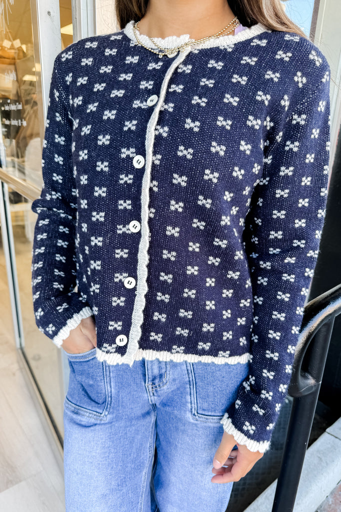 Clover Knit Top- Navy