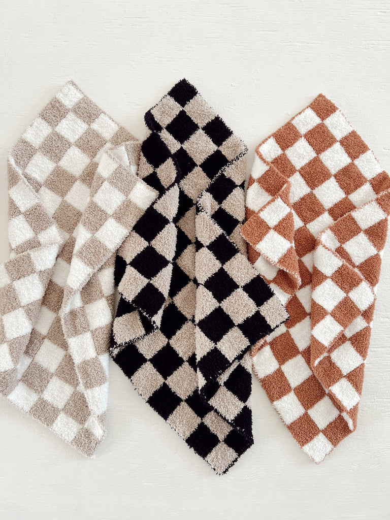 Bliss Checkerboard Mini Blanket/ Lovey: Cocoa