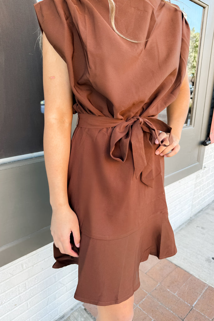 Booked and Busy Dress - Brown