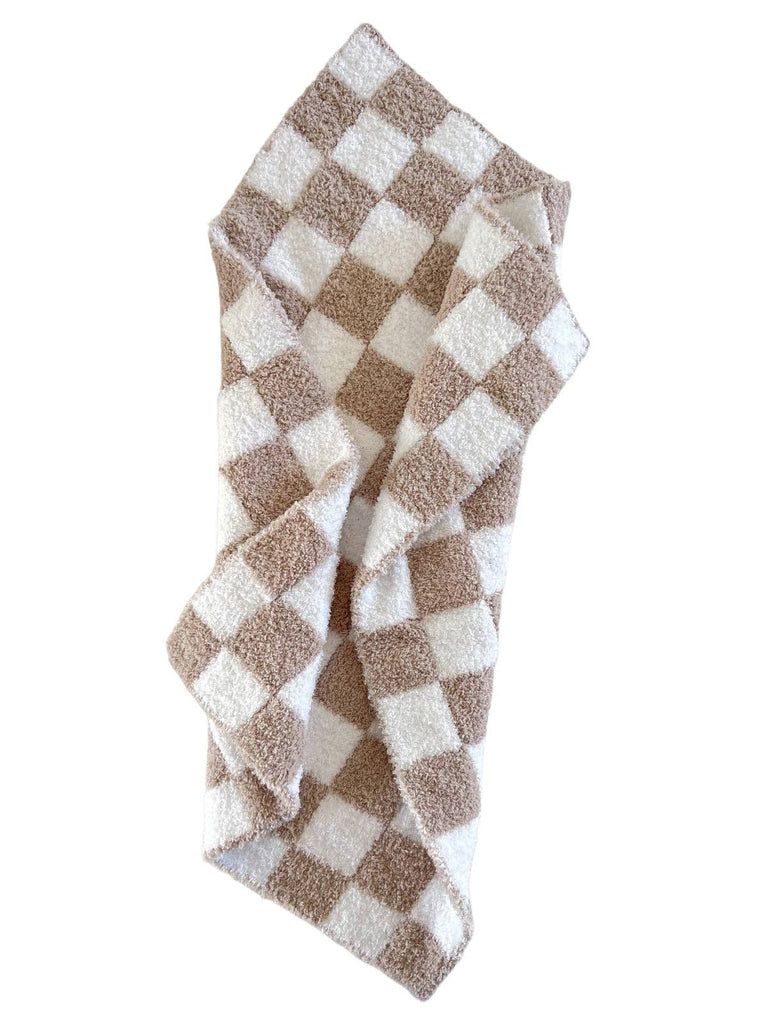 Bliss Checkerboard Mini Blanket/ Lovey: Cocoa