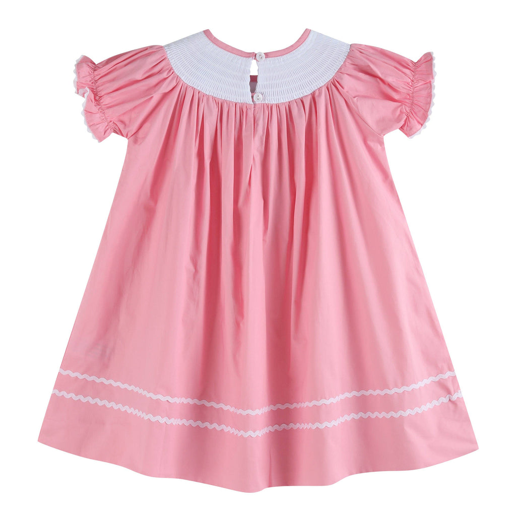 Pink Candy Heart Valentine's Smocked Bishop Dress: 12-18M