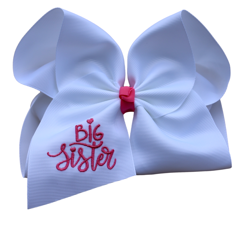 Big Sister Embroidered Bow: Alligator Clip / 5 inch