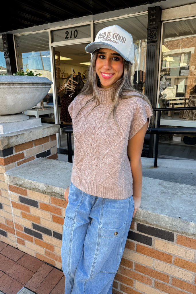 The Autumn Stone Knitted Vest Top - Oatmeal