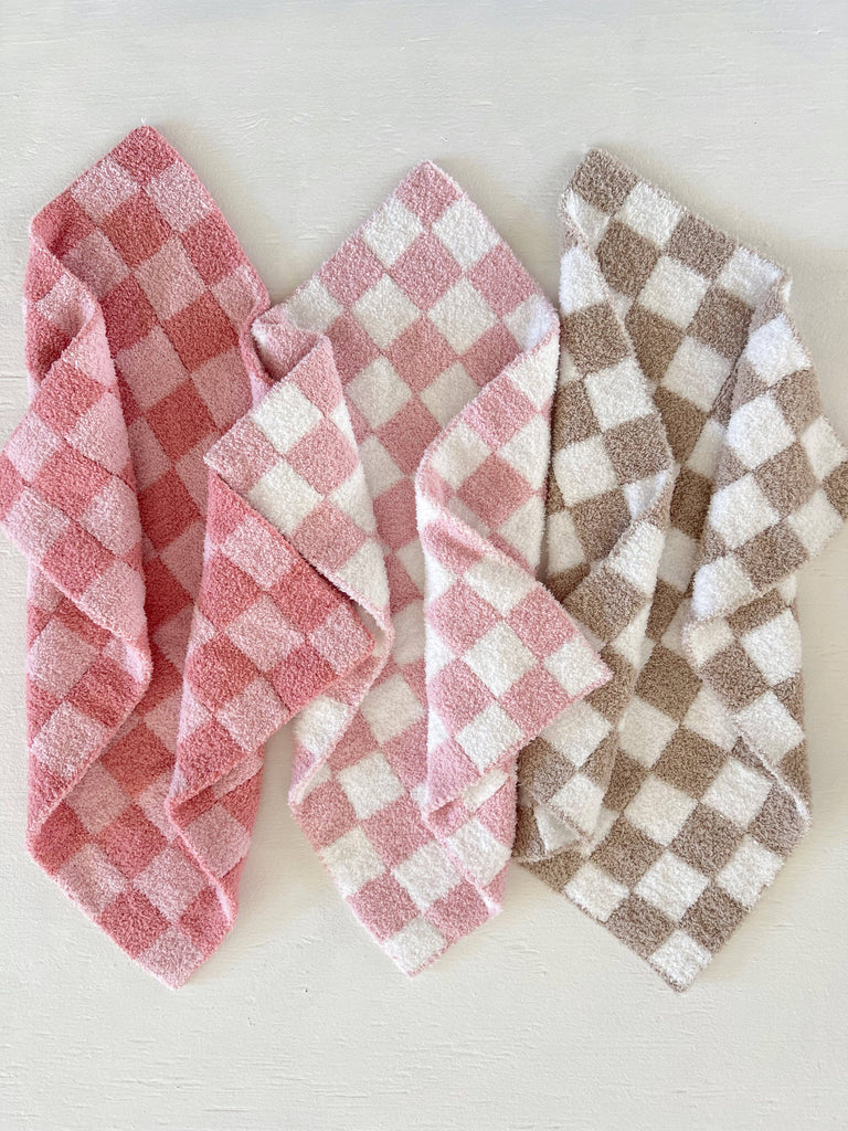 Bliss Checkerboard Mini Blanket/ Lovey: Strawberry