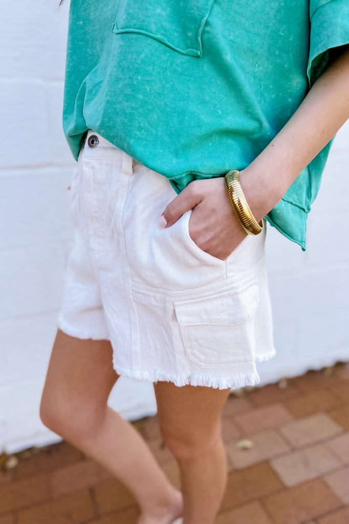 Fresh Start Denim Shorts- White