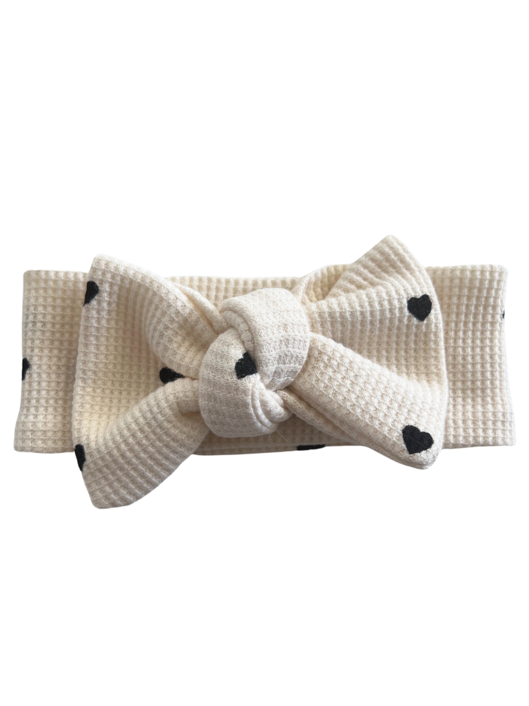 Organic Waffle Knot Bow: Black Heart