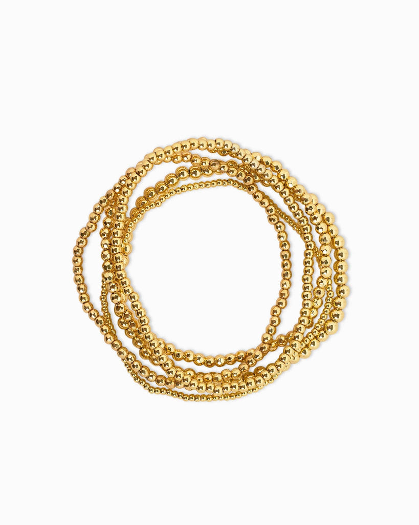 Gold Ball Beaded Stretch Bracelets Set