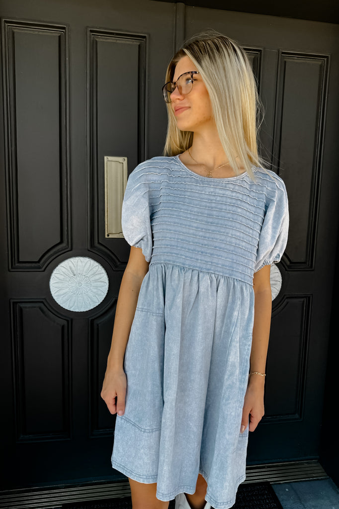 Tireney Denim Dress- Light Blue