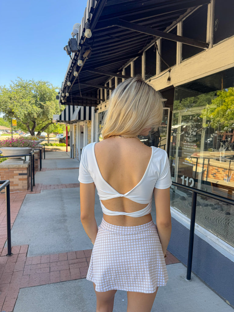 Twist Back Short Sleeve Top - White