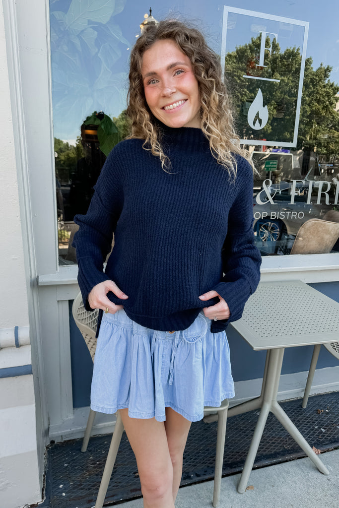 Harlow Knit Sweater- Navy