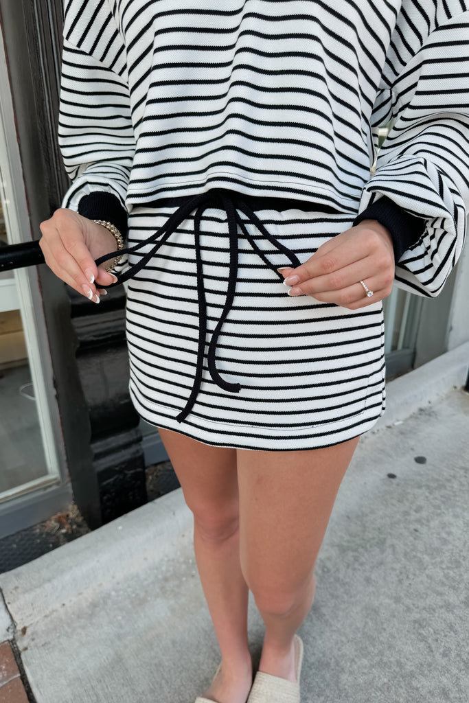 Striped Drawstring Skort