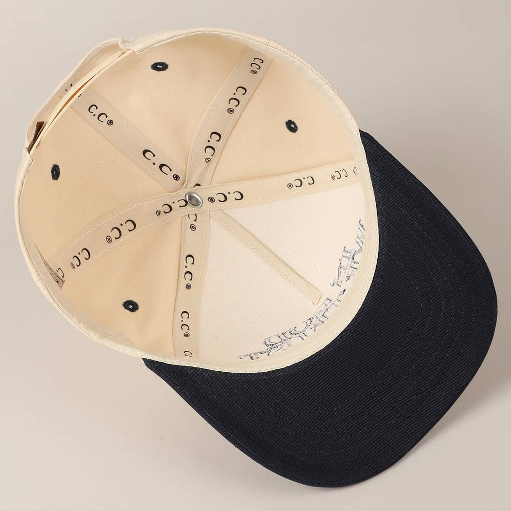 In God We Trust Embroidered Two-Tone Canvas Cap: Beige / ONE SIZE