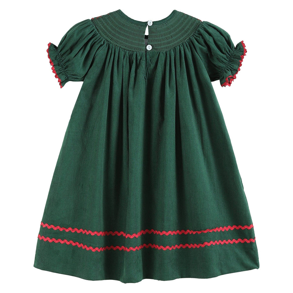 Green Christmas Mistletoe Smocked Dress