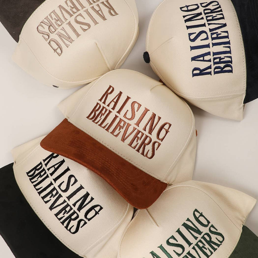 RAISING BELIEVERS Suede Two-Tone Trucker Hat: GRY / One Size