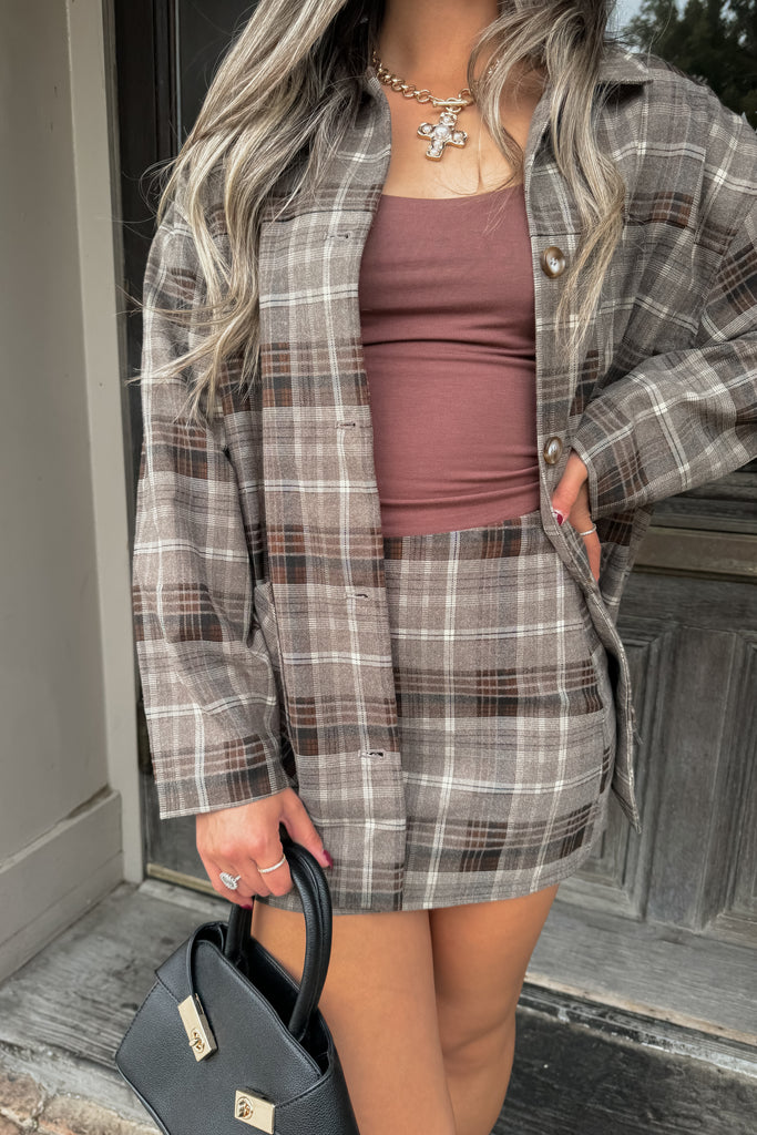 Elm Plaid Jacket Skirt Set