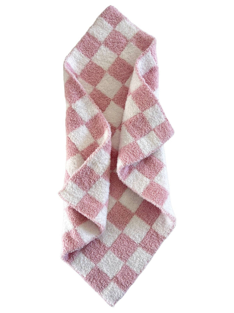 Bliss Checkerboard Mini Blanket/ Lovey: Strawberry