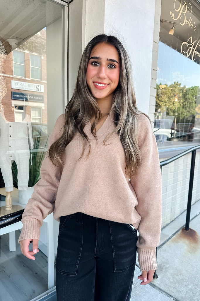 Ellis Sweater Top- Taupe