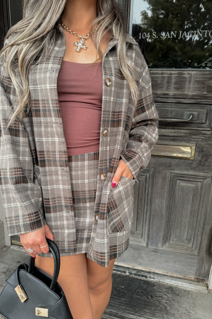 Elm Plaid Jacket Skirt Set