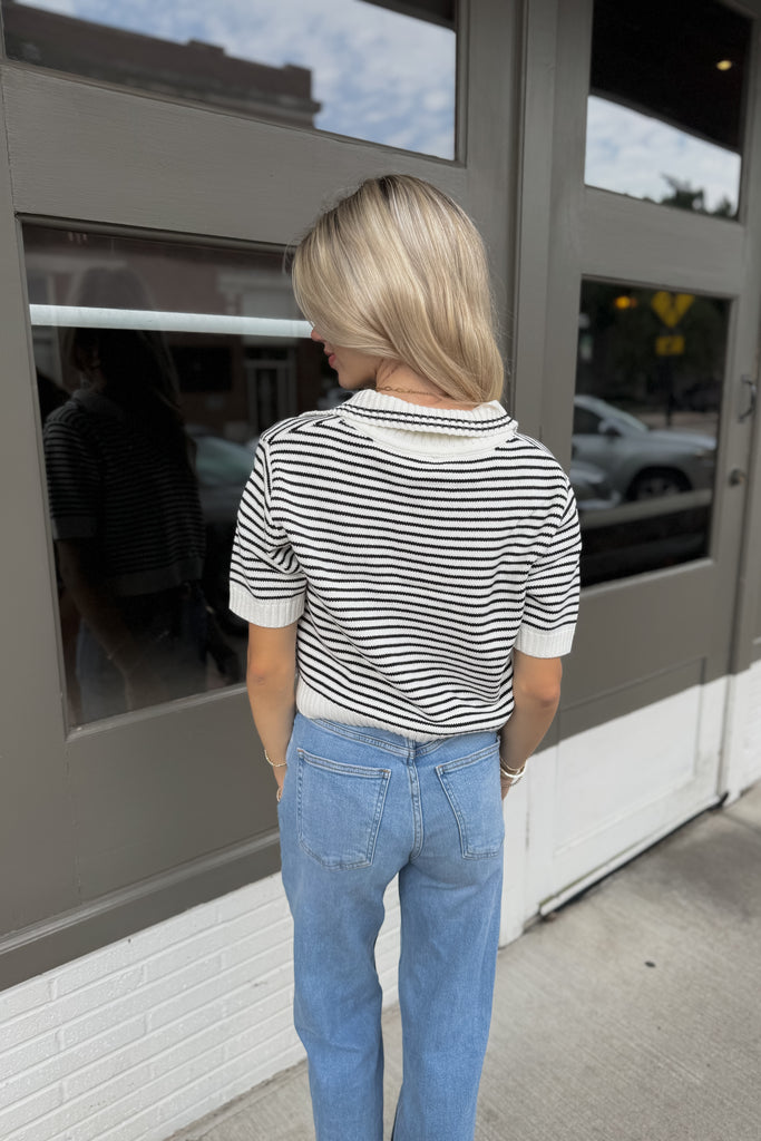 Monica Striped Top- Black