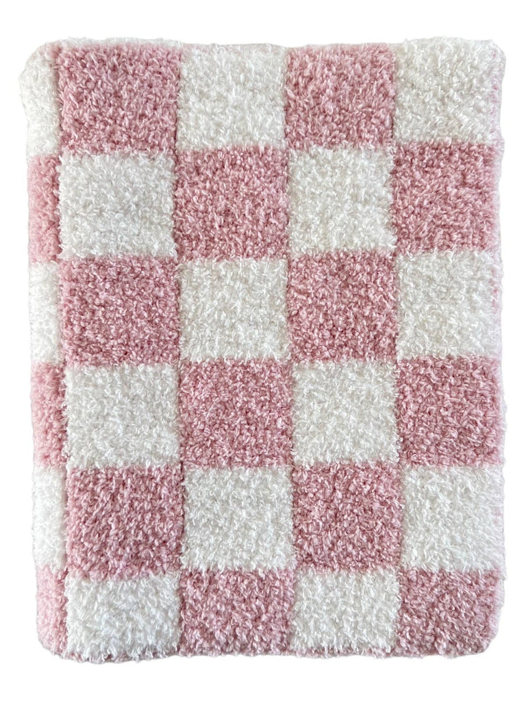 Bliss Checkerboard Mini Blanket/ Lovey: Strawberry