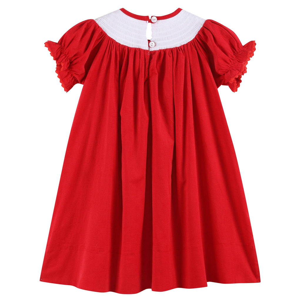 Red Velour Christmas Smocked Holiday Dress