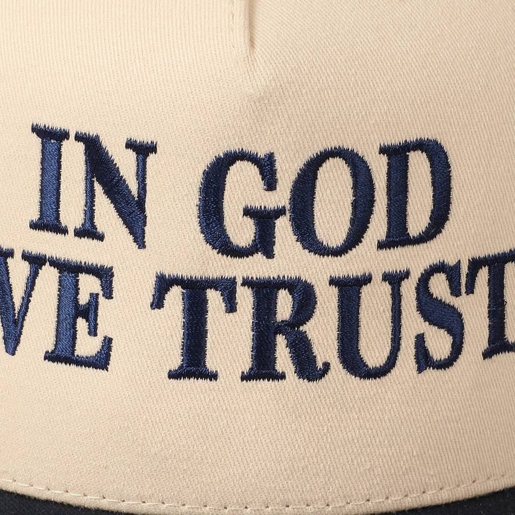 In God We Trust Embroidered Two-Tone Canvas Cap: Beige / ONE SIZE