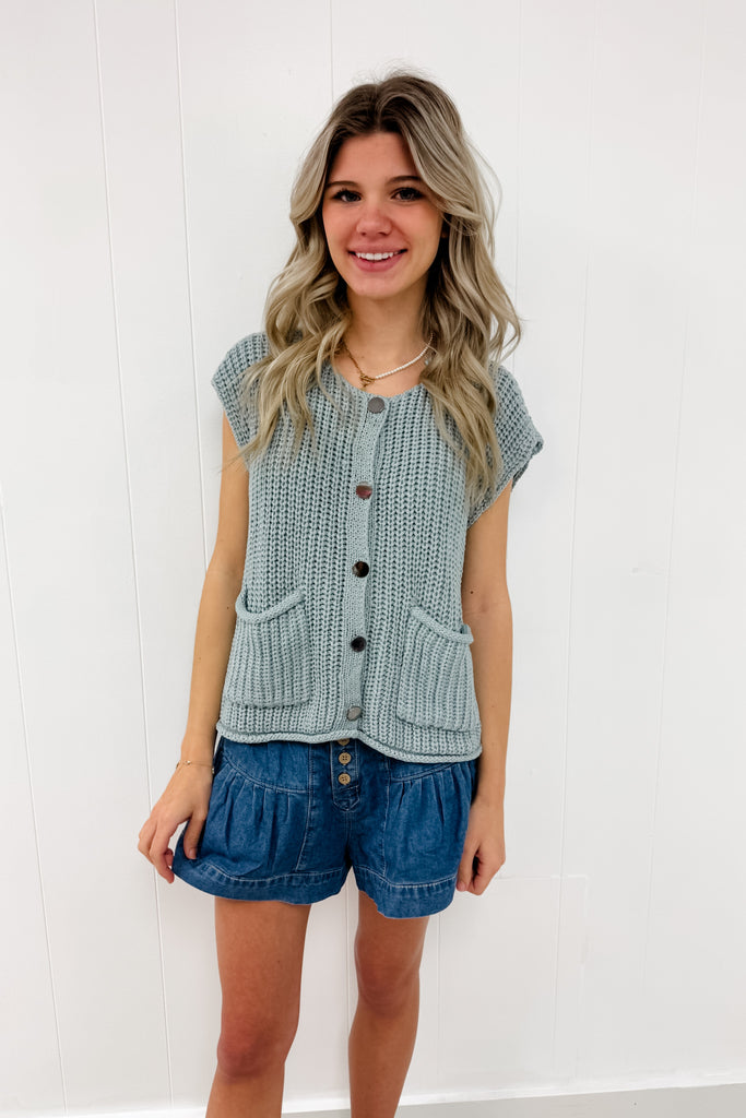 Only One Sweater Vest- Dusty Blue