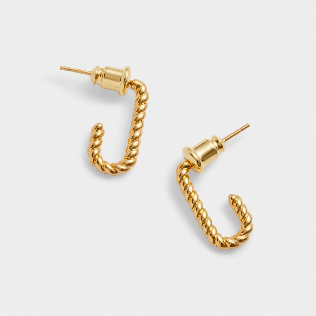 Celine Waterproof Gold Rope Hoop Earrings