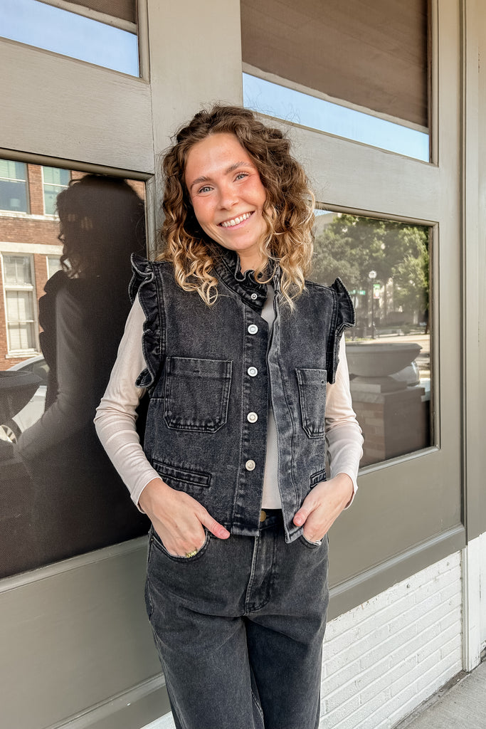 Hattie Denim Vest- Black Denim