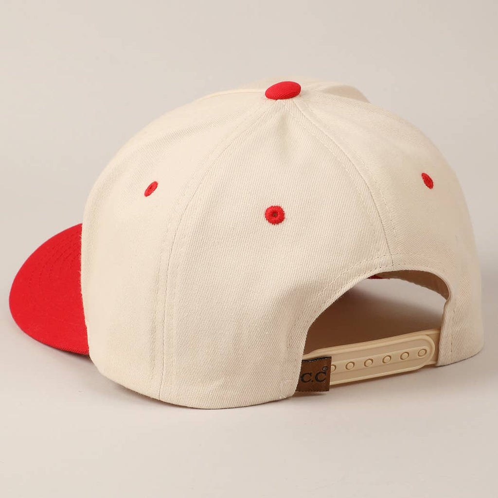 In God We Trust Embroidered Two-Tone Canvas Cap: Beige / ONE SIZE