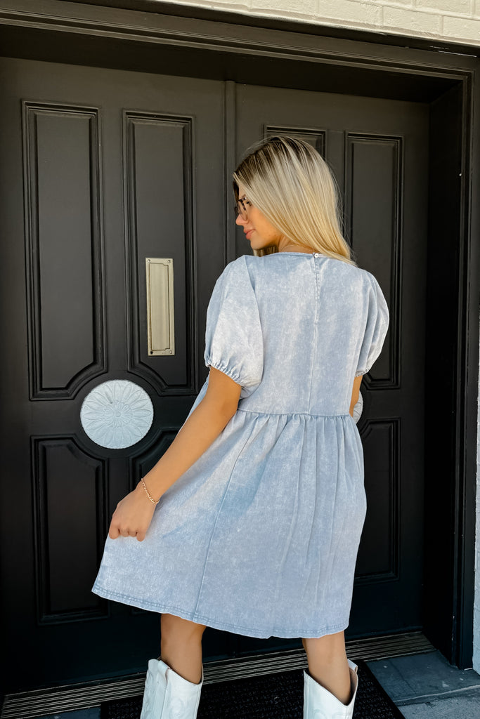 Tireney Denim Dress- Light Blue