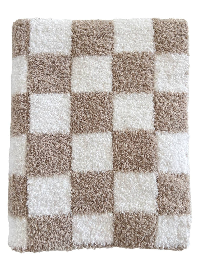 Bliss Checkerboard Mini Blanket/ Lovey: Cocoa