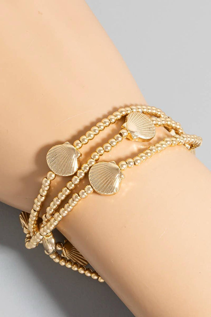 Clam Shell Station Charm Bracelet Set