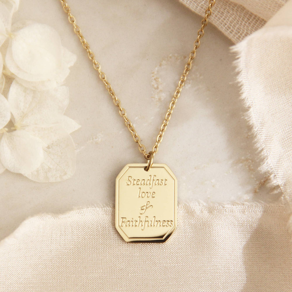 Proverbs 3:3 Necklace, Steadfast Love Faithfulness Necklace