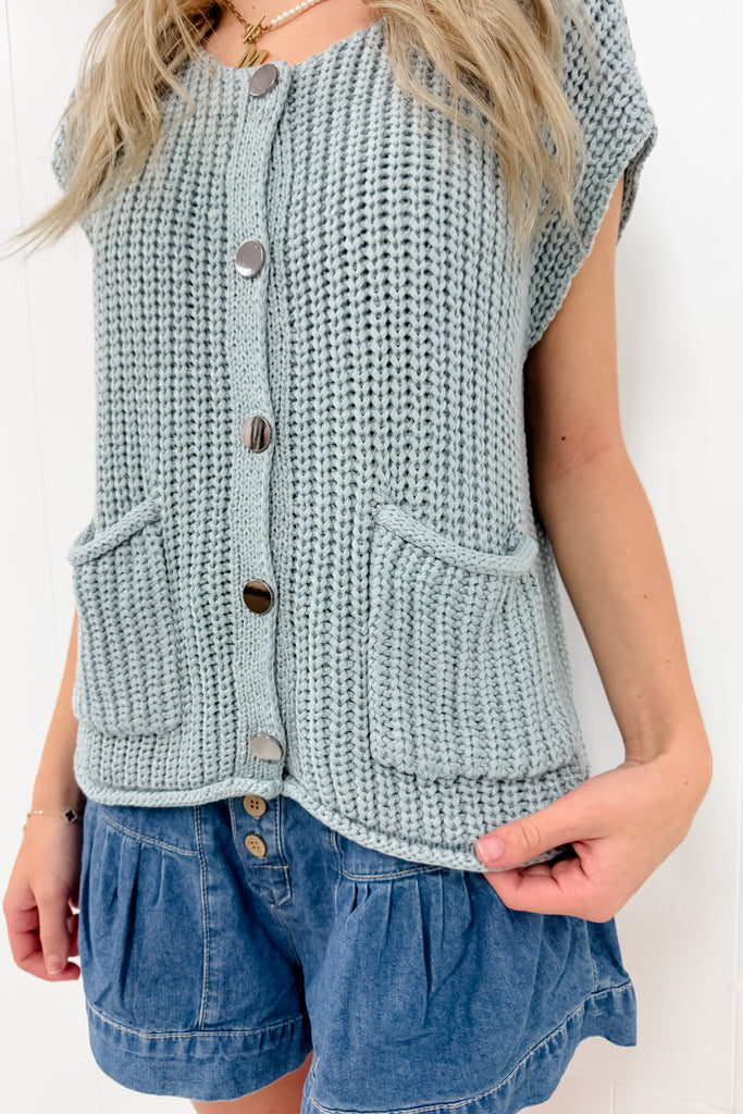 Only One Sweater Vest- Dusty Blue