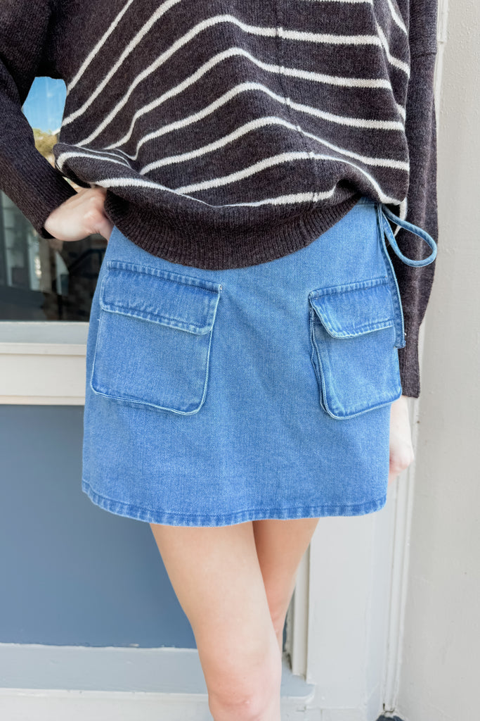 Take the High Road Skort- Medium Denim