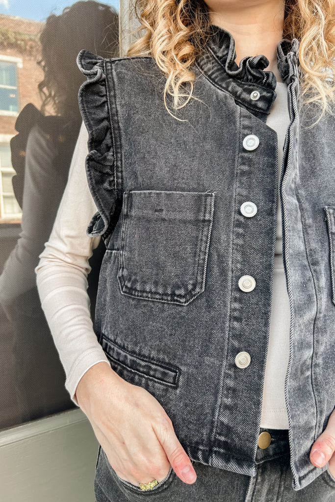 Hattie Denim Vest- Black Denim