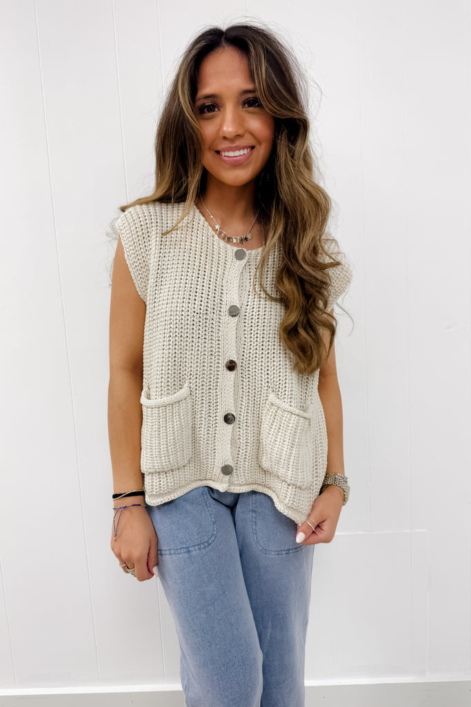 Only One Sweater Vest- Cream