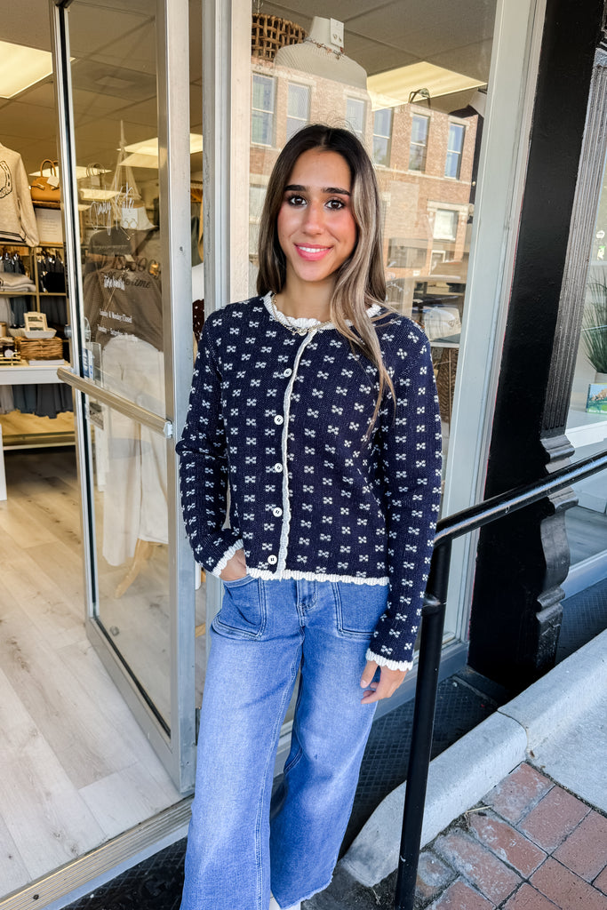 Clover Knit Top- Navy