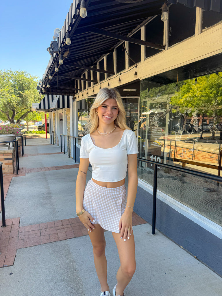 Twist Back Short Sleeve Top - White
