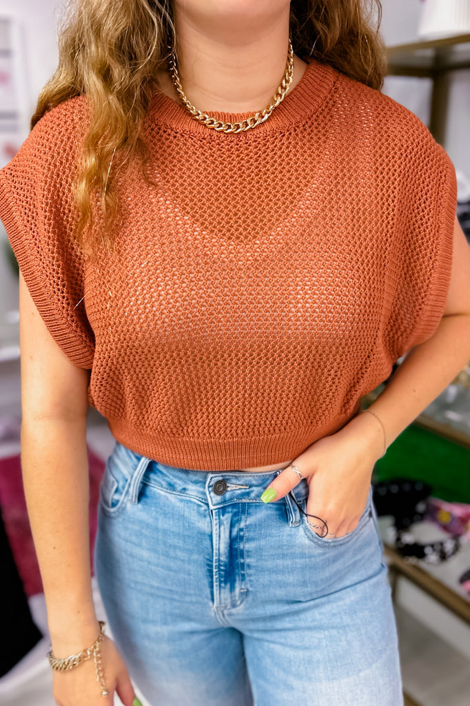 Open Minded Top- Rust