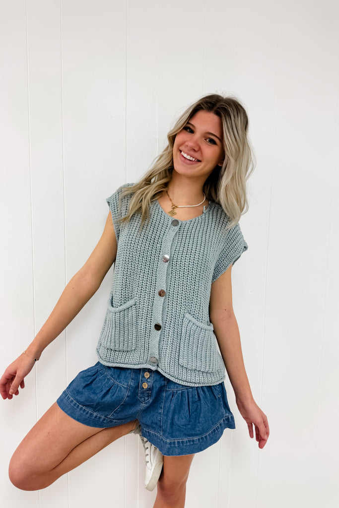 Only One Sweater Vest- Dusty Blue