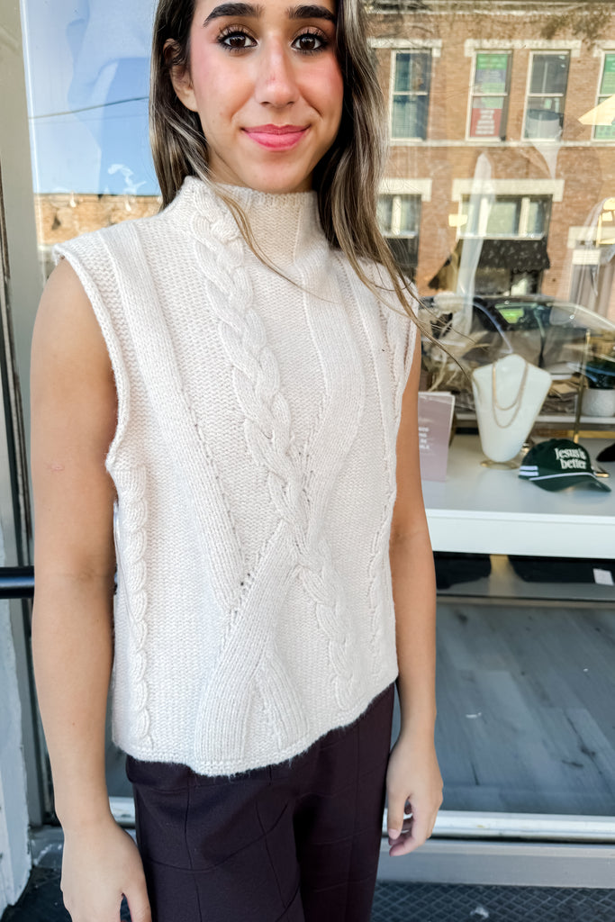 The Just Looking Knitted Vest Top - Oatmeal