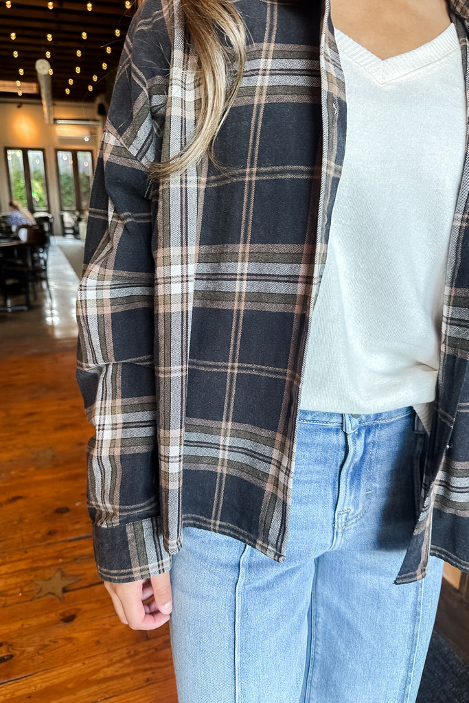 Hollis Plaid Top- Black