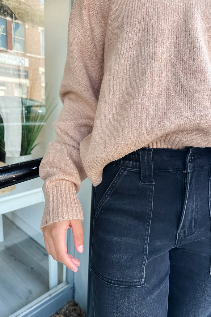 Ellis Sweater Top- Taupe