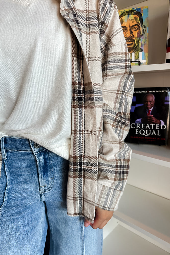 Hollis Plaid Top- Cream