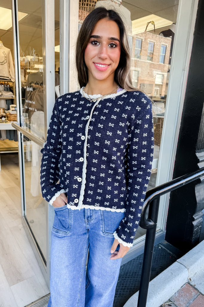 Clover Knit Top- Navy